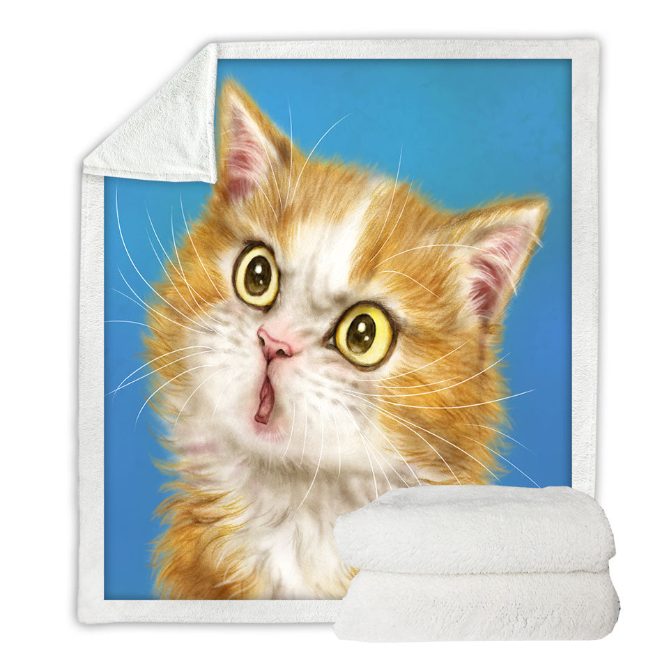 Cats Cute Faces Drawings Wondering Ginger Kitten Sofa Blankets