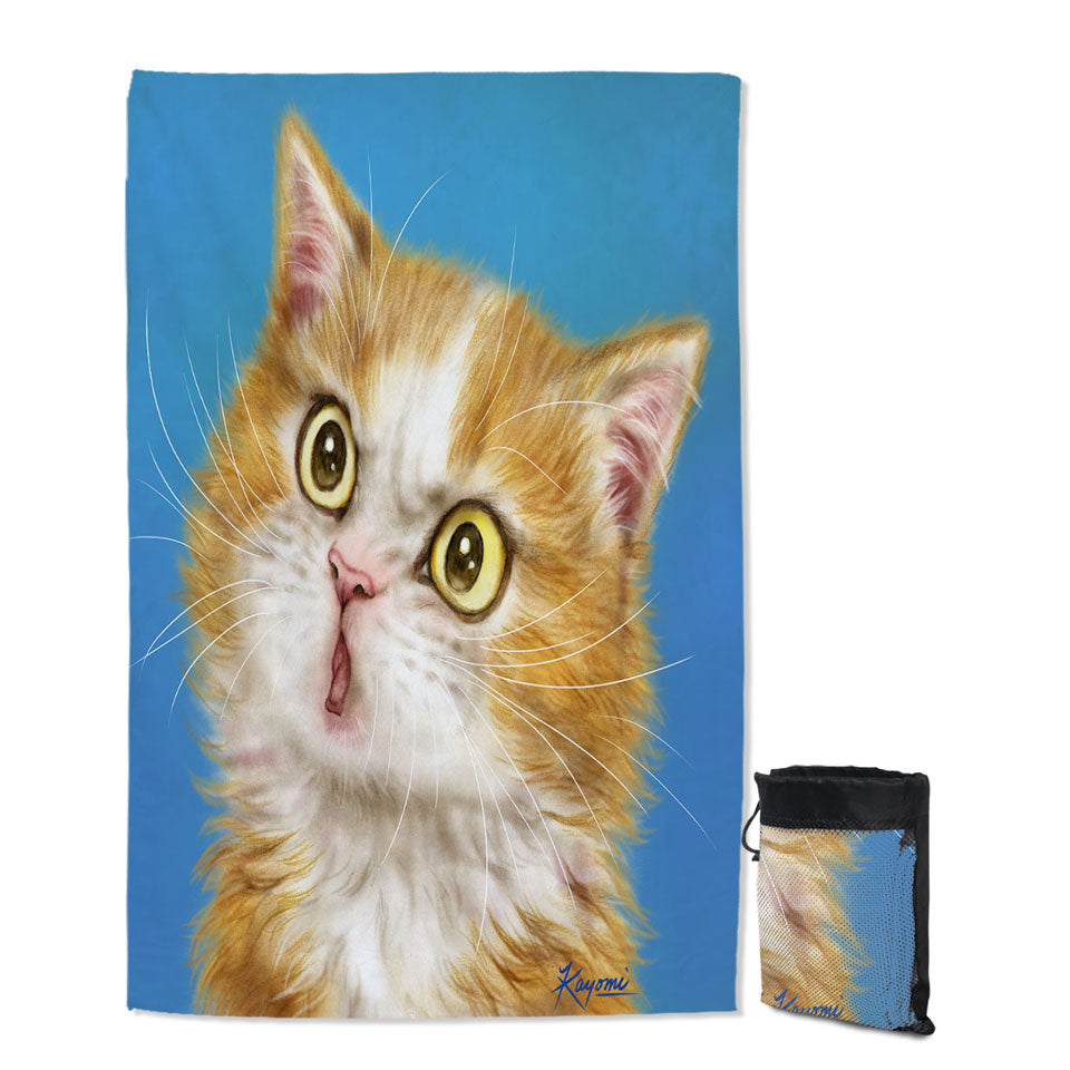 Cats Cute Faces Drawings Wondering Ginger Kitten Thin Beach Towels