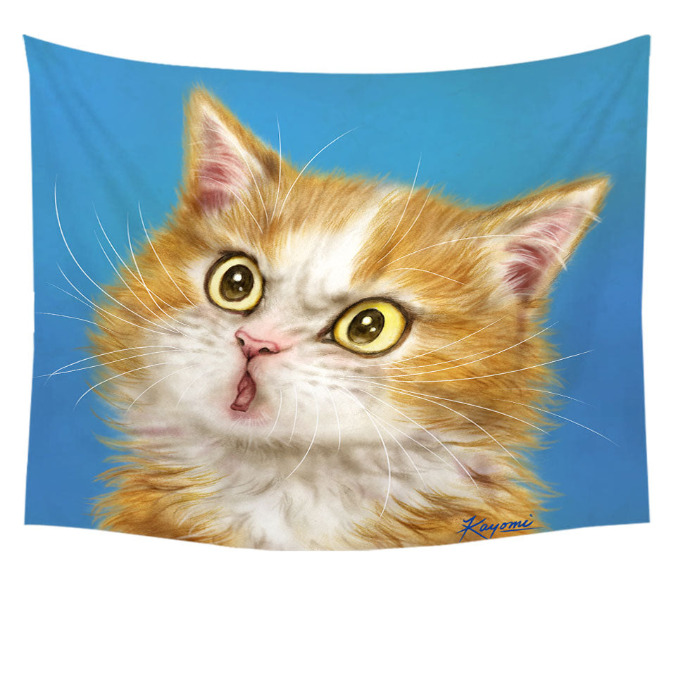 Cats Cute Faces Drawings Wondering Ginger Kitten Wall Decor