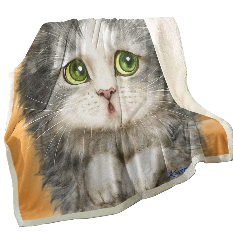 Cats Cute Faces Drawings the Regretful Grey Kitten Throw Blanket