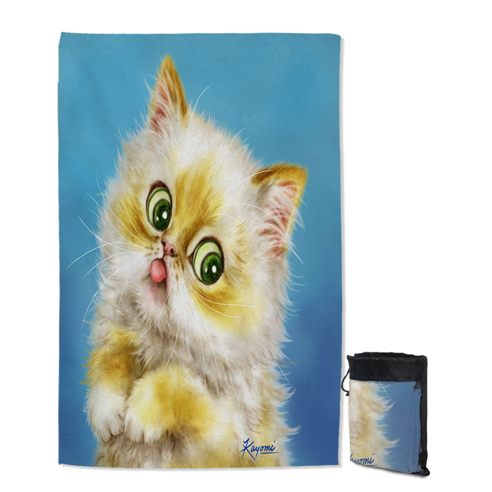 Cats Cute and Funny Art Painting Furry Kitty Cat Beach Towels