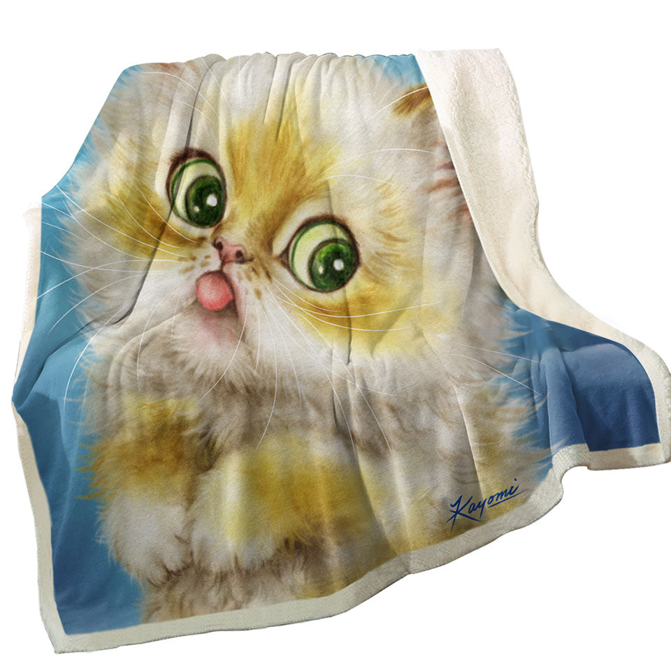Cats Cute and Funny Art Painting Furry Kitty Cat Throw Blankets Trends