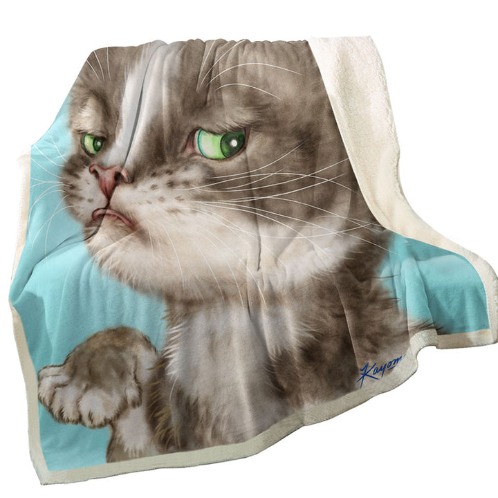 Cats Cute and Funny Faces Unsatisfied Kitten Fleece Blankets