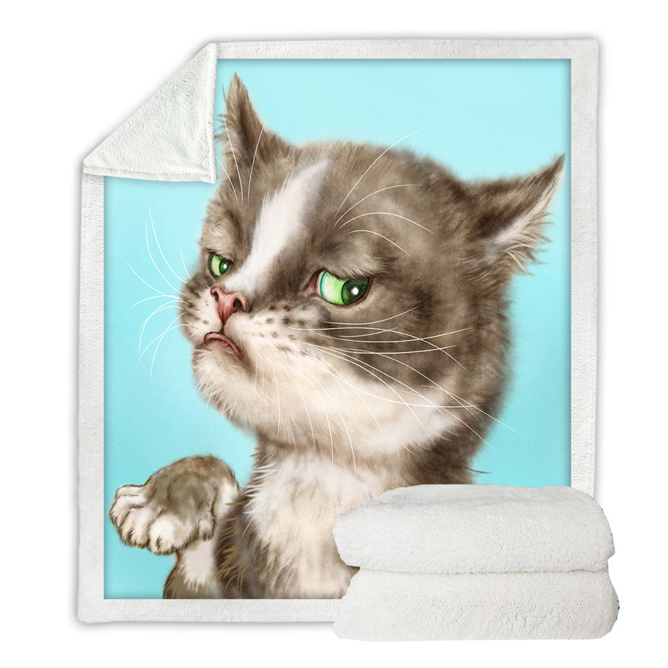 Cats Cute and Funny Faces Unsatisfied Kitten Lightweight Blankets