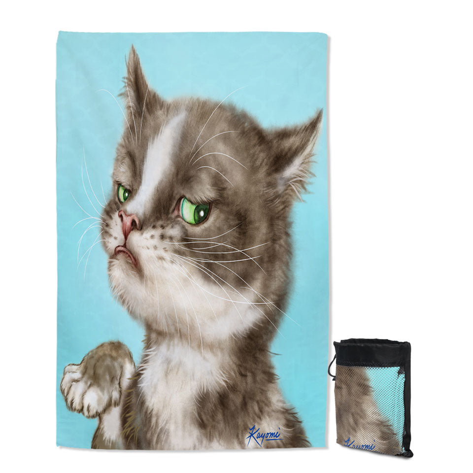 Cats Cute and Funny Faces Unsatisfied Kitten Thin Beach Towels