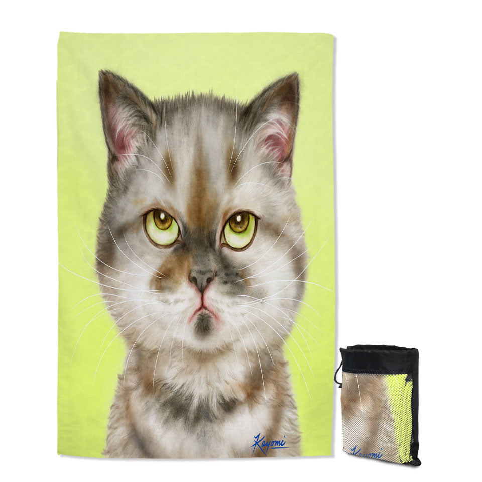 Cats Funny Kids Travel Beach Towel Faces Unsatisfied Brown Tabby Kitten