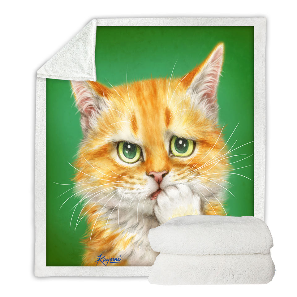 Cats Funny Sherpa Throws Faces Drawings a Concerned Ginger