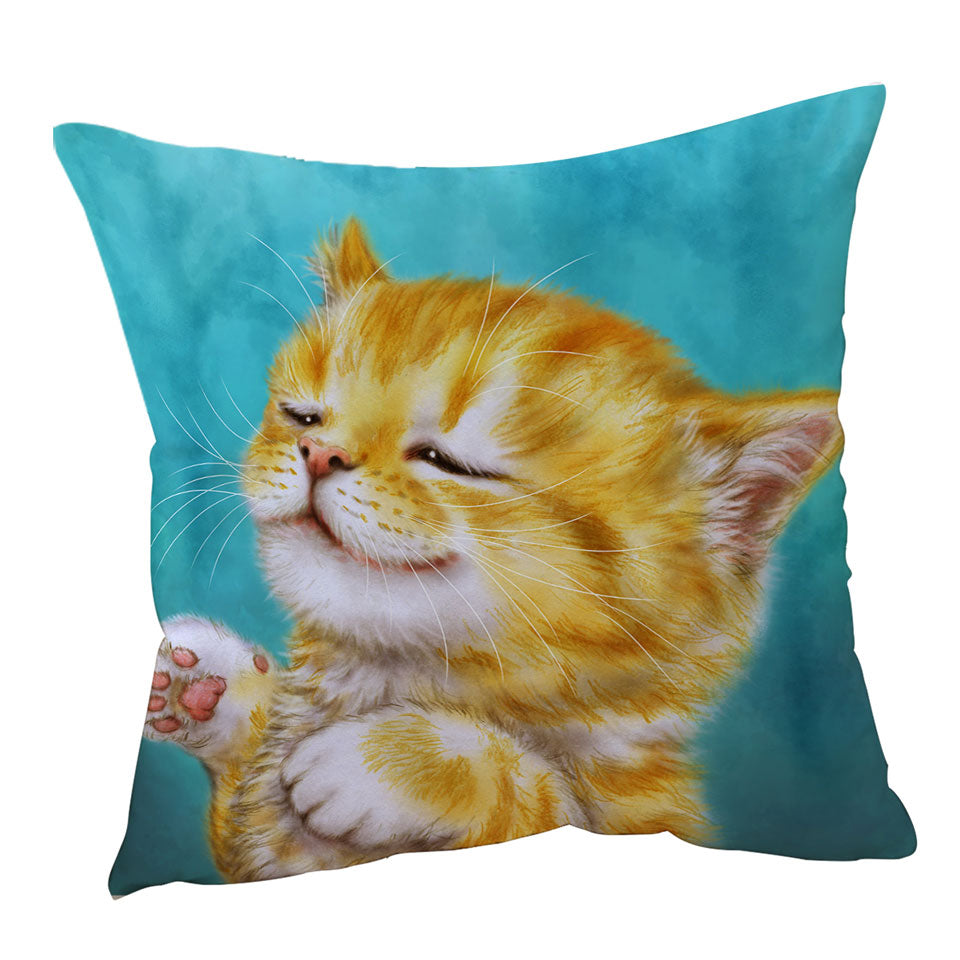 Cats Prints Cushion Covers for Kids Chilling Ginger Kitten