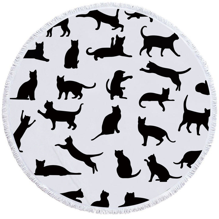 Cats Silhouettes Cat Round Beach Towel