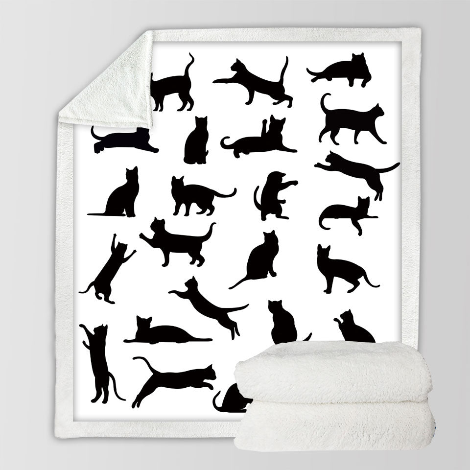 Cats Silhouettes Cat Sherpa Blankets