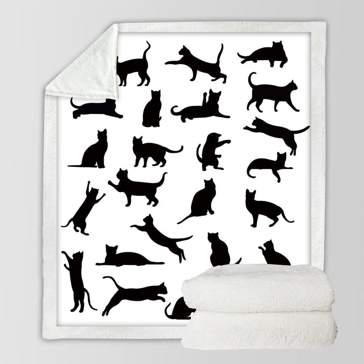 Cats Silhouettes Cat Sherpa Blankets