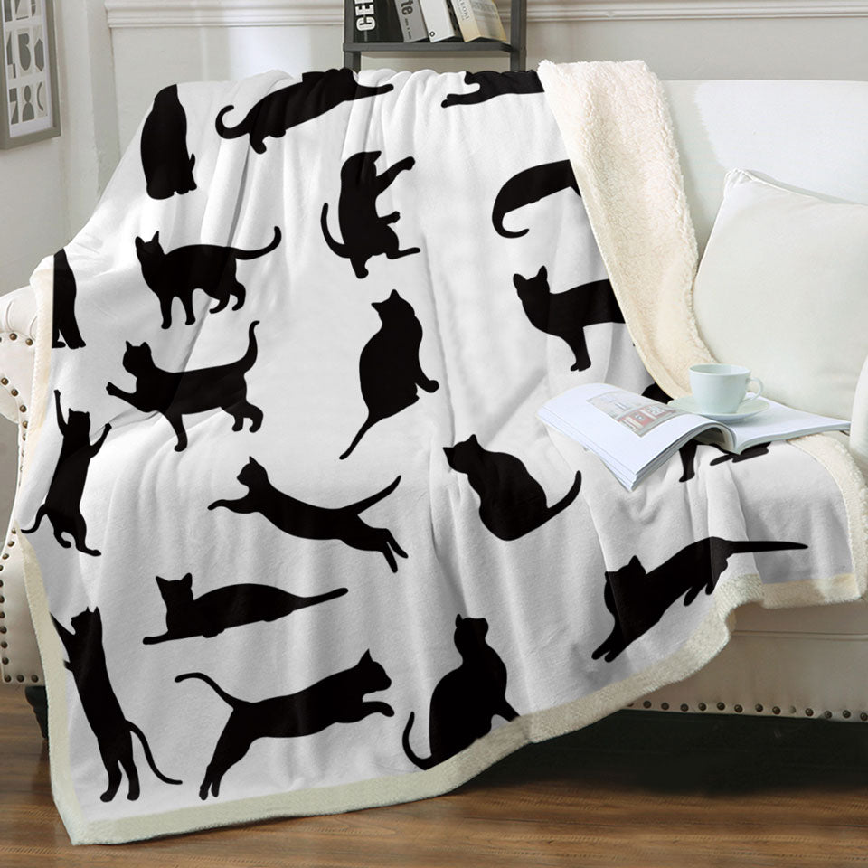 Cats Silhouettes Cat Throw Blankets