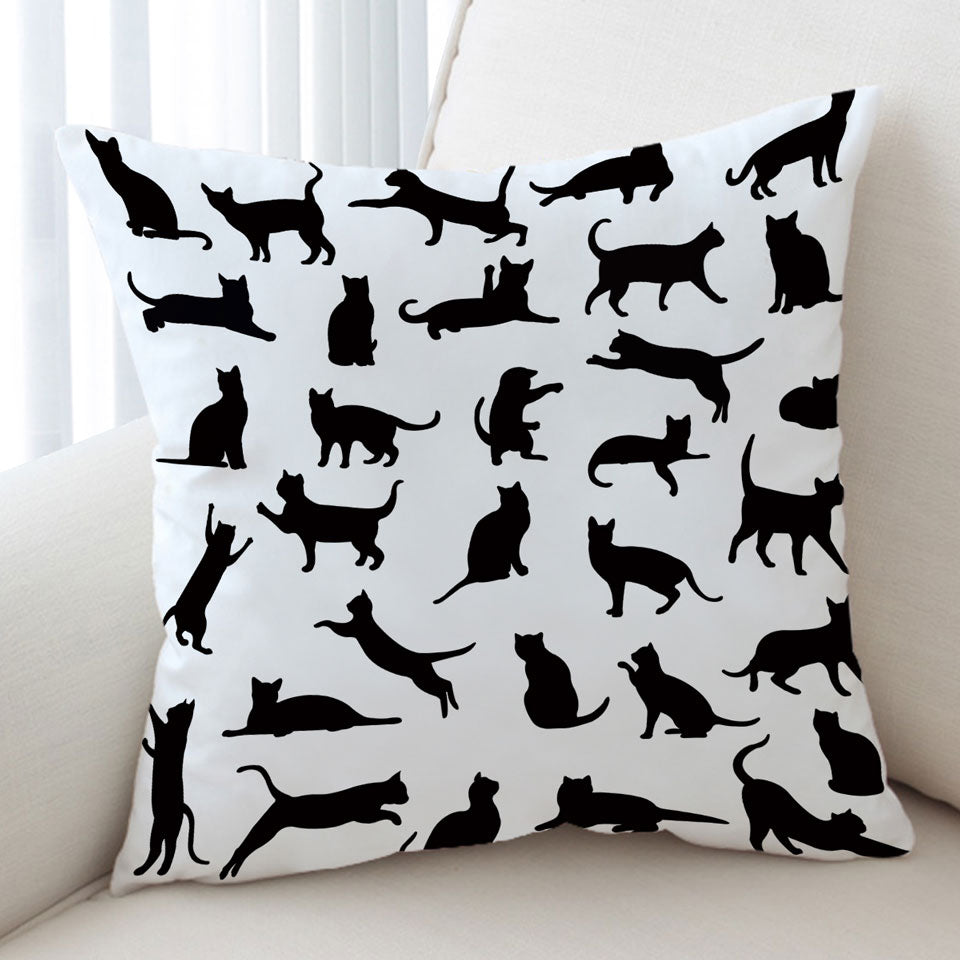 Cats Silhouettes Throw Pillow Cover