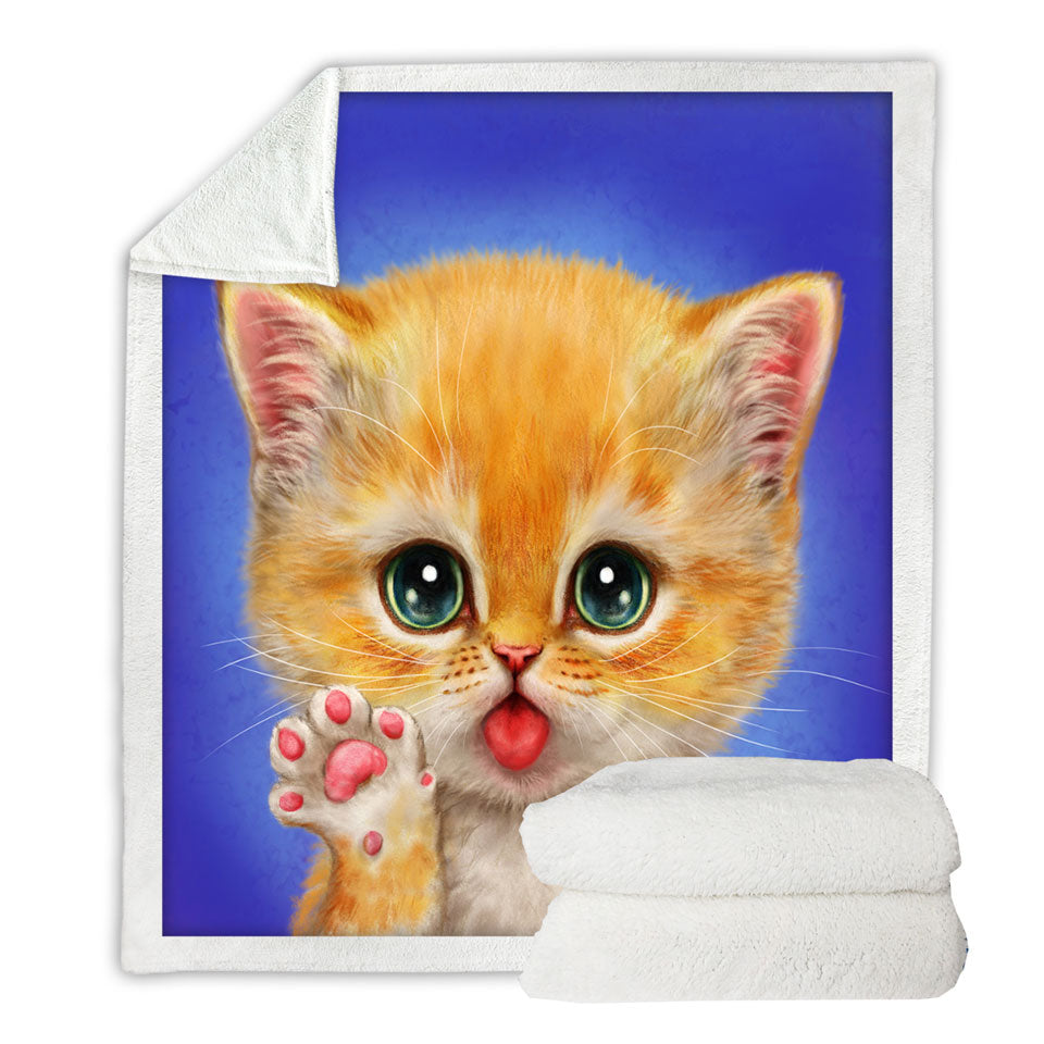 Cats Throws for Kids Hi There Sweet Greeting Kitten