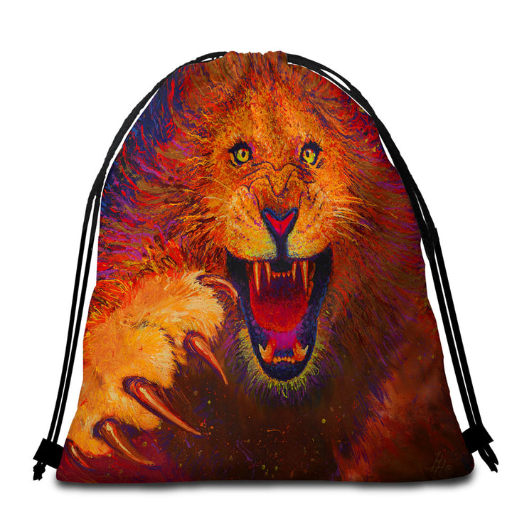 Charging Leo Artistic Painting of a Lion Beach Towel Pack