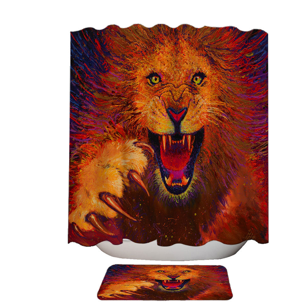 Charging Leo Artistic Painting of a Lion Shower Curtain