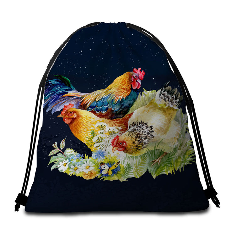 Chickens Beach Towel Bags