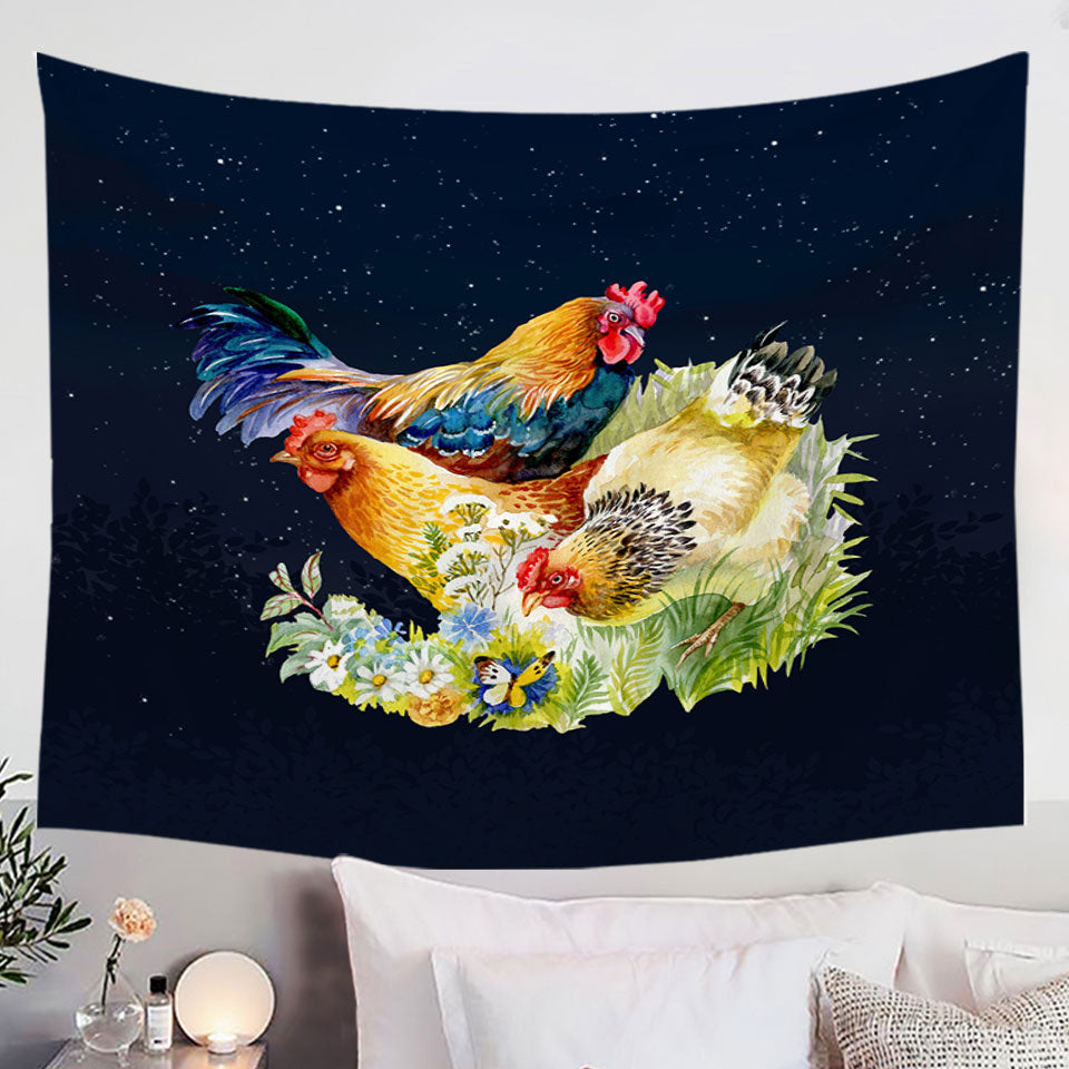 Chickens Wall Decor Tapestry