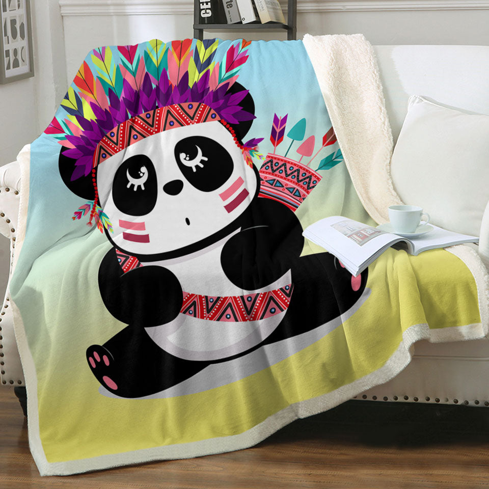 Chief Panda Kids Sherpa Blankets