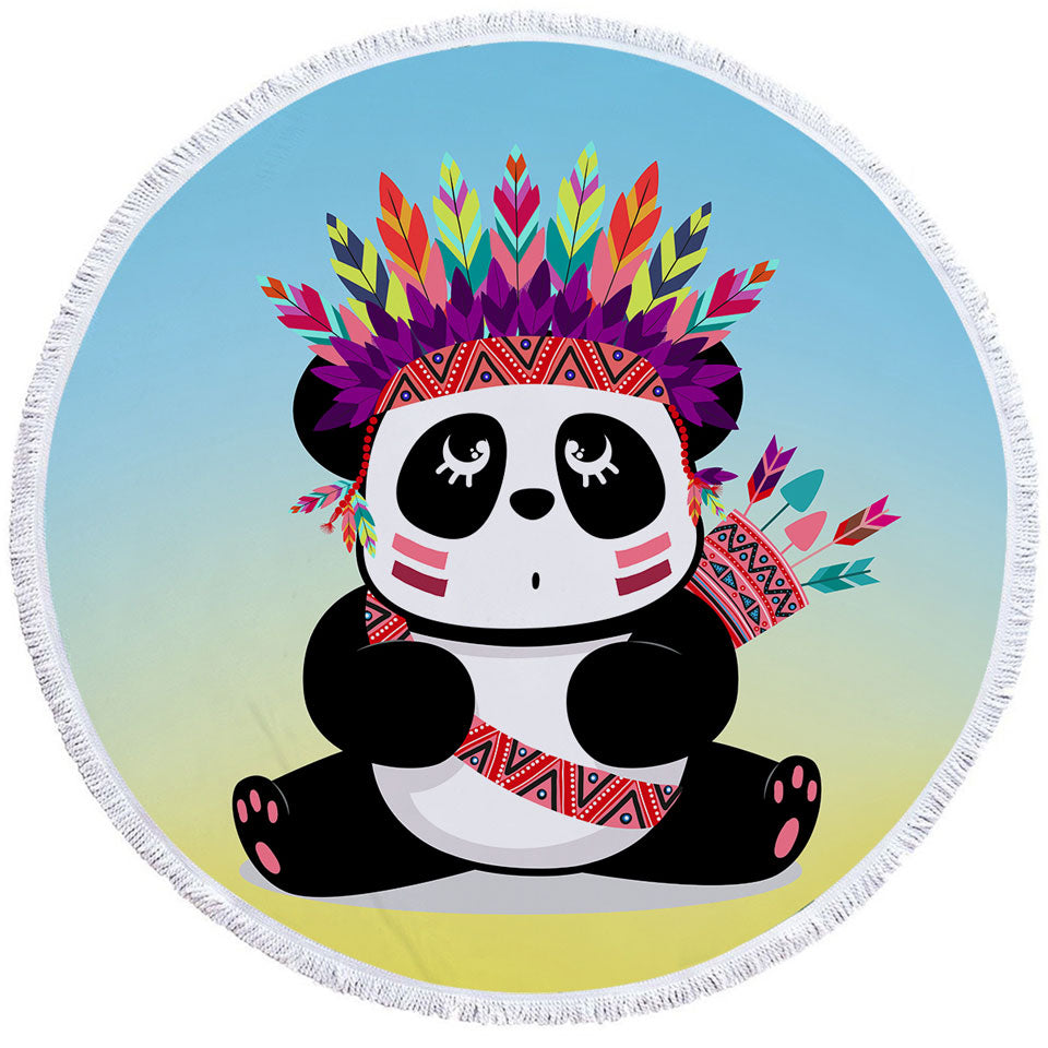 Chief Panda Round Towel for Children