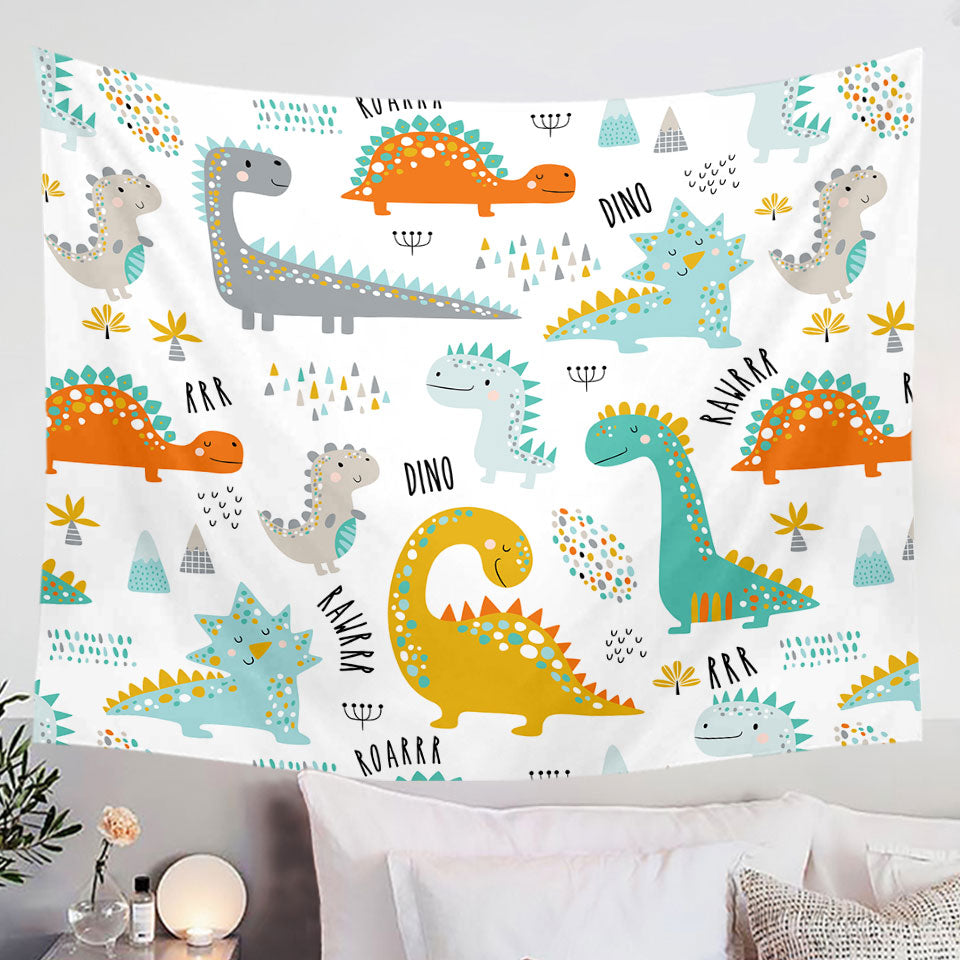 Children Cartoon Dinosaurs Tapestry Wall Hanging