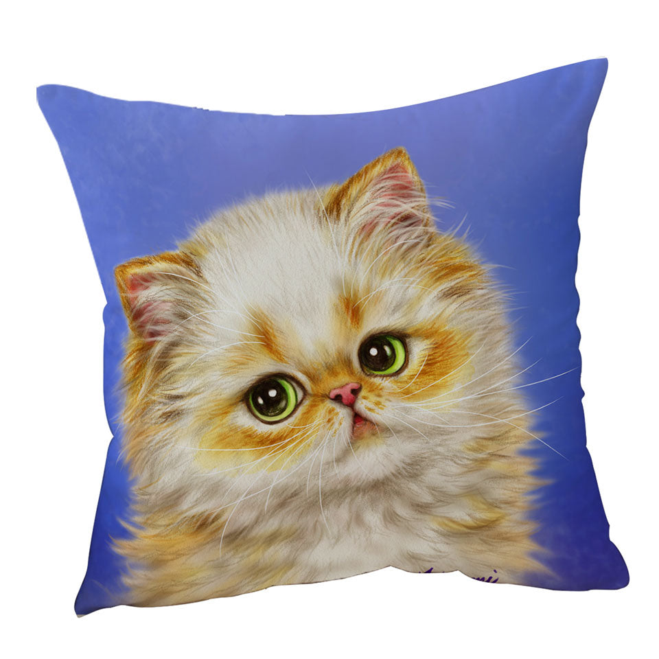 Children Cushion with Adorable Ginger Kitten over Purple
