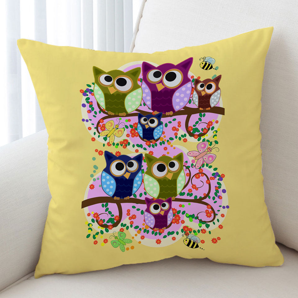Children Cushions Cute Multi Colored Owls