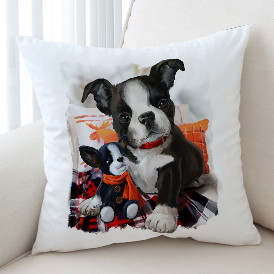 Children Cushions of Art Painting Cozy Adorable Puppy Doll and Cute Dog