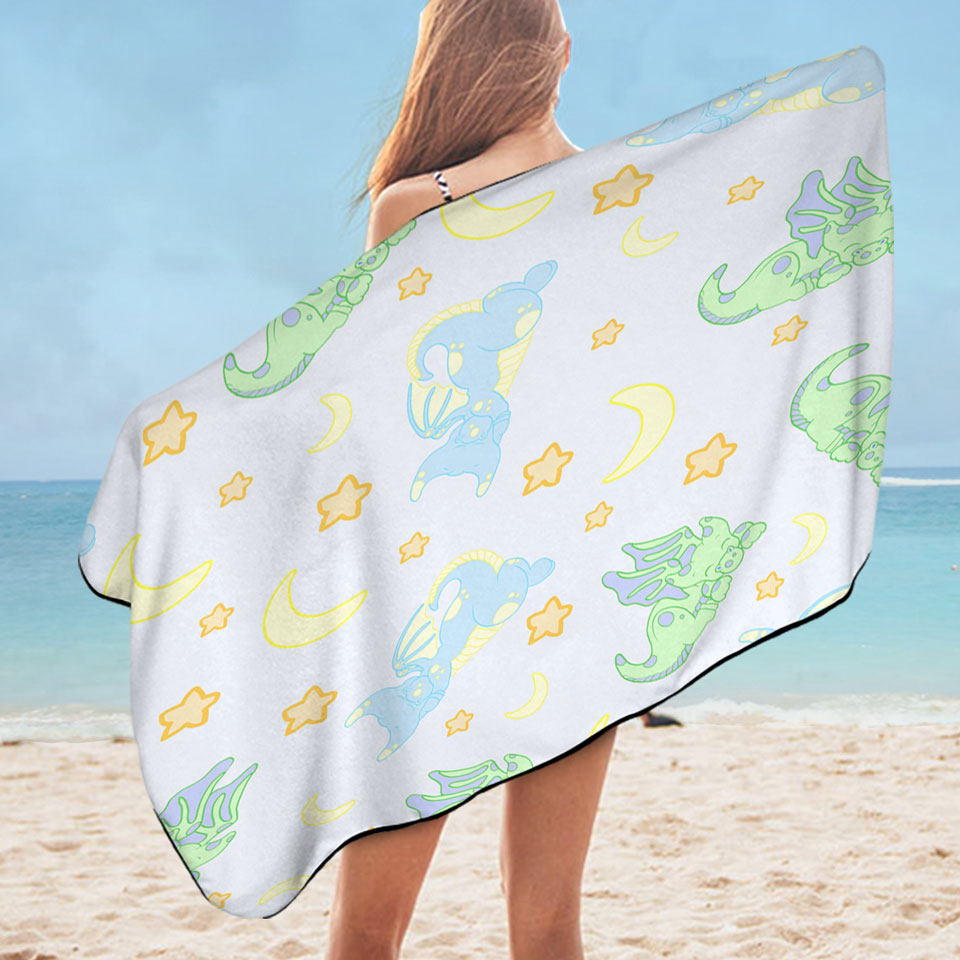 Children Swimming Towels Cute Sleeping Dragons Pattern for Boys