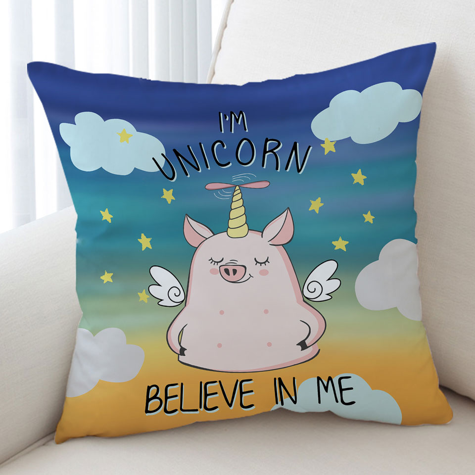 Childrens Cushion Covers Cute Unicorn Piggy