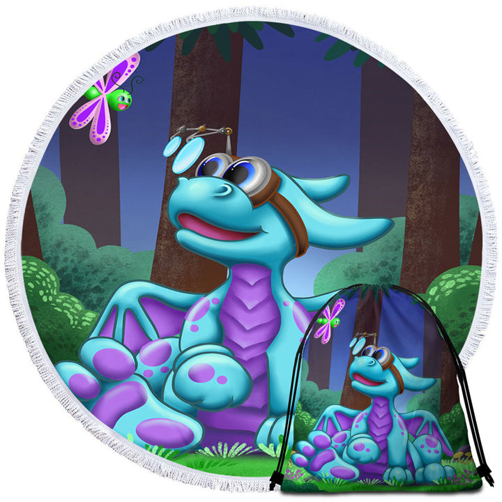 Childrens Round Towel Tinker the Smartest Dragon