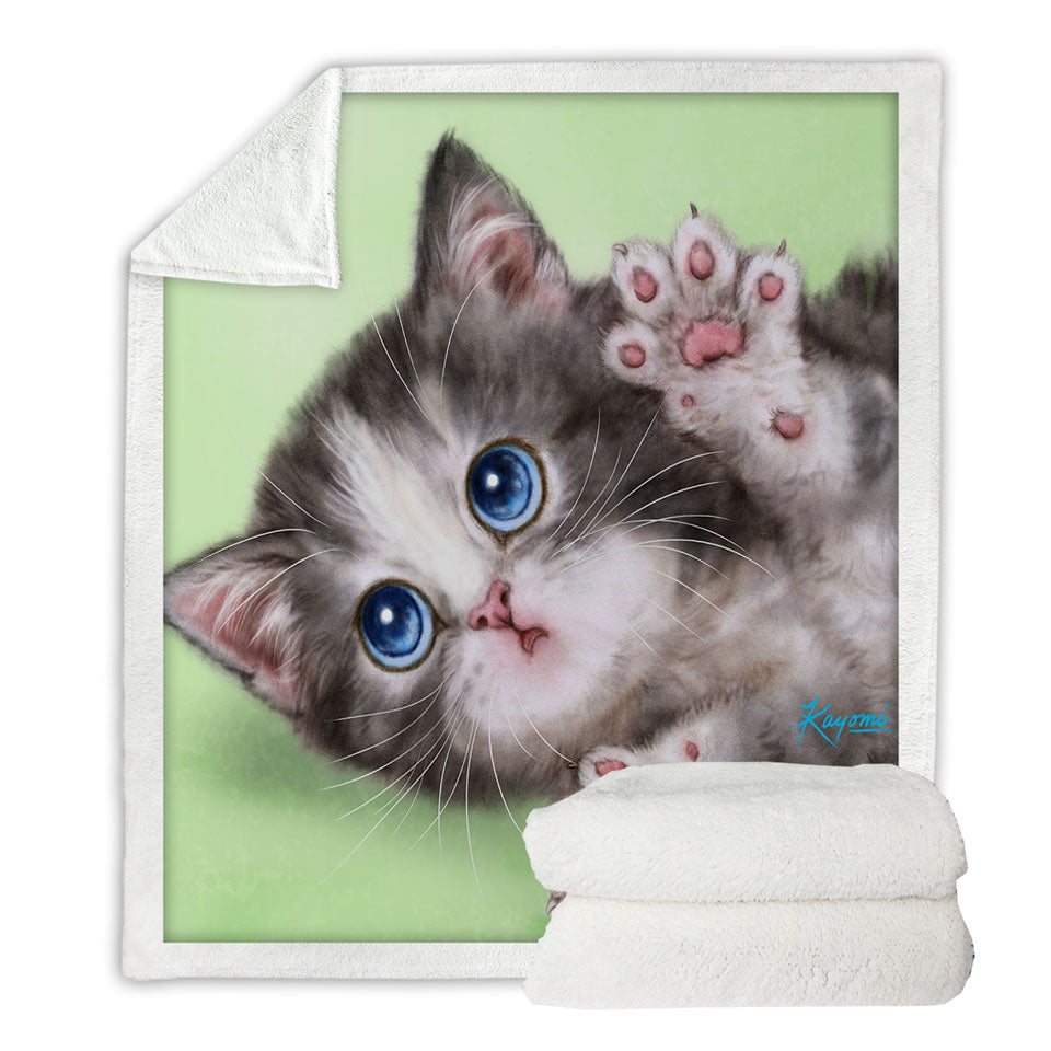 Childrens Throws Cute Kittens Drawings Grey Tabby Kitty Cat