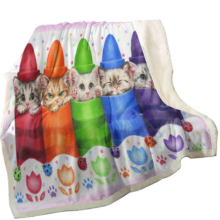 Childrens Throws Funny Cats for Kids Color Pencils Kittens