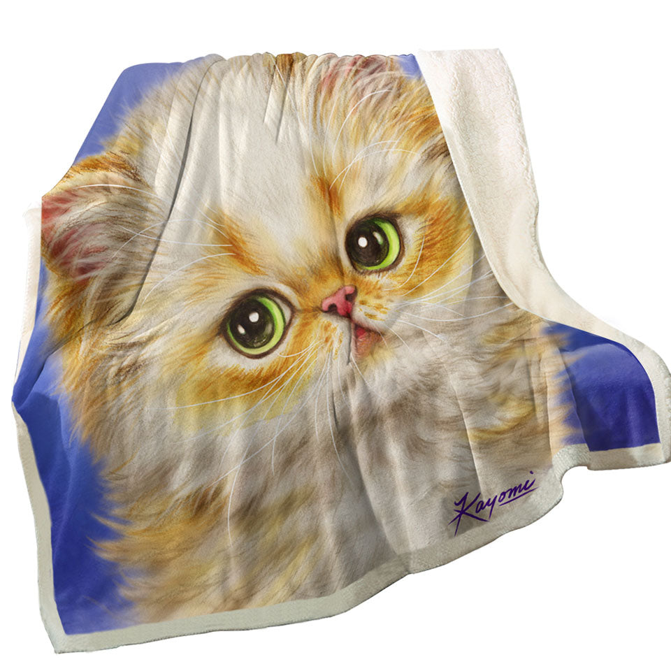 Childrens Throws with Adorable Ginger Kitten over Purple
