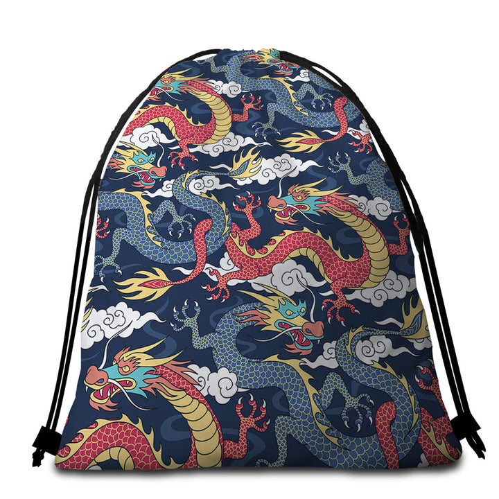 Chinese Dragons Men_s Beach Towel Bags