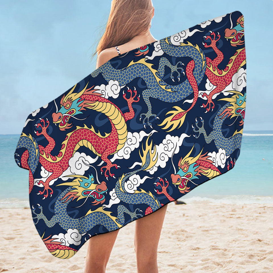 Chinese Dragons Pool Towels for Men