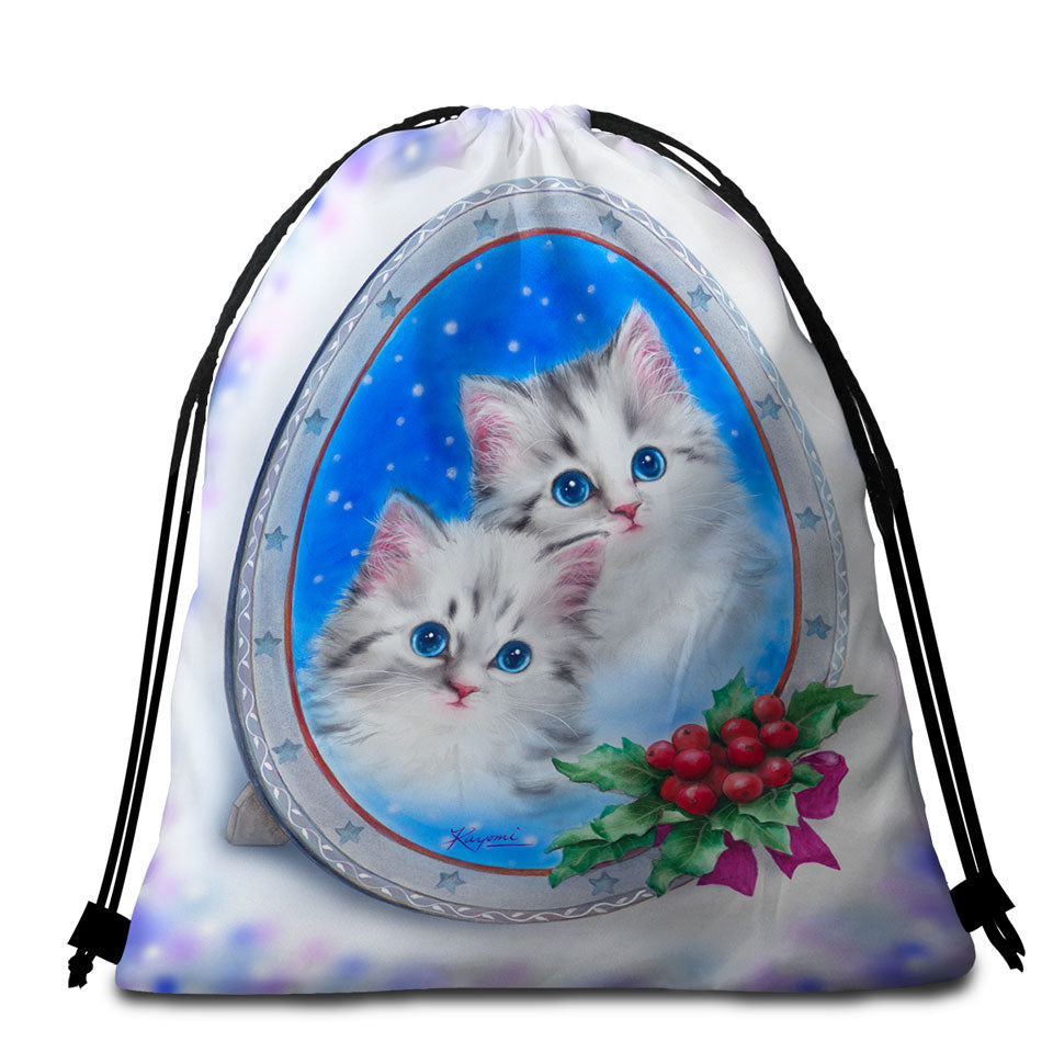 Christmas Beach Towel Pack Design Cute Kittens Holiday Portrait