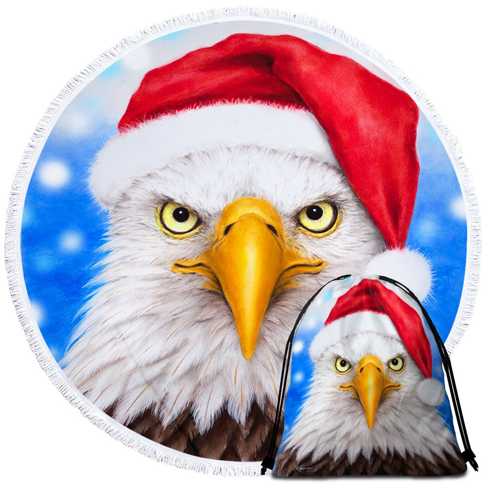 Christmas Beach Towels Cool Funny Wild Animal Art Eagle Santa