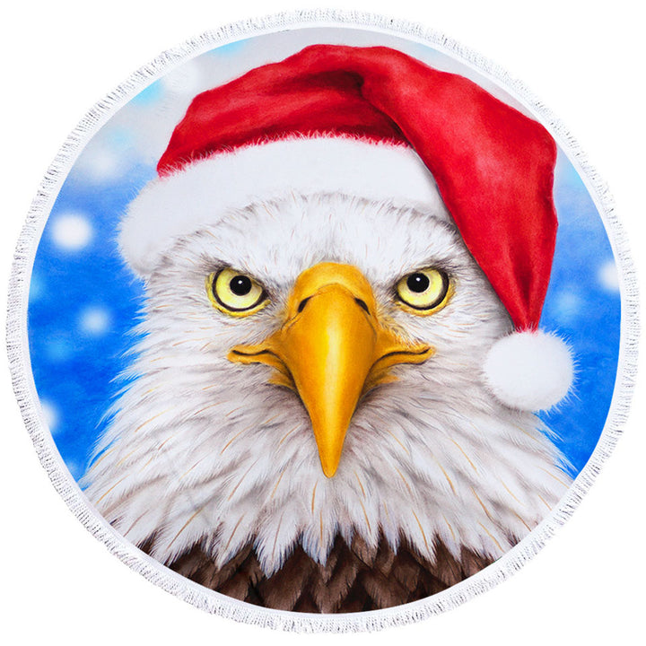 Christmas Circle Beach Towels Cool Funny Wild Animal Art Eagle Santa
