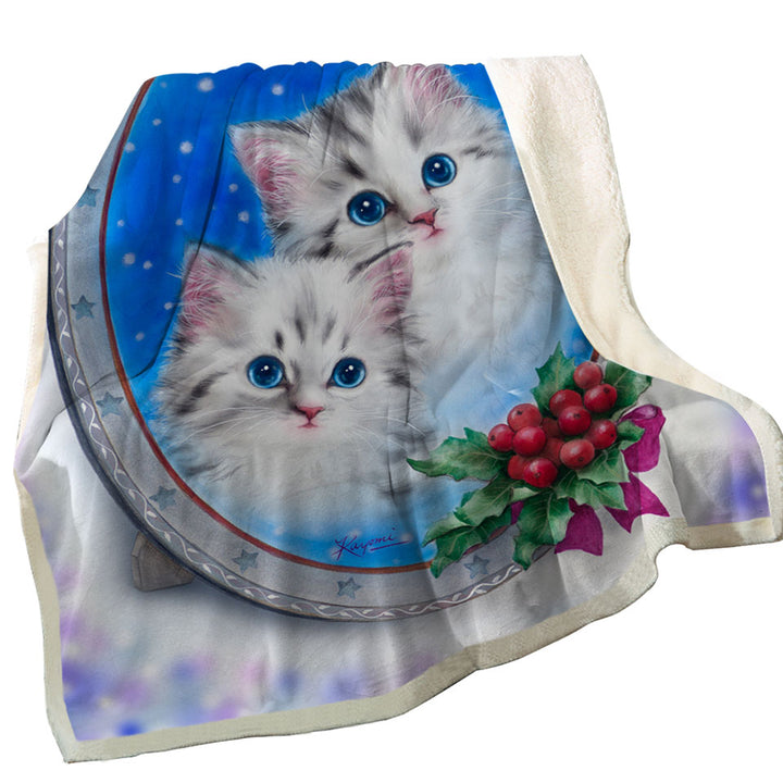 Christmas Couch Throws Design Cute Kittens Holiday Portrait