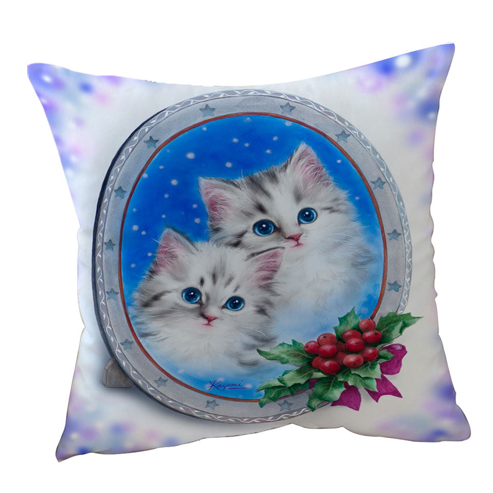 Christmas Cushions Design Cute Kittens Holiday Portrait