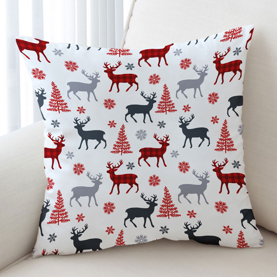 Christmas Decorative Cushions Tree Deer and Snow Pattern