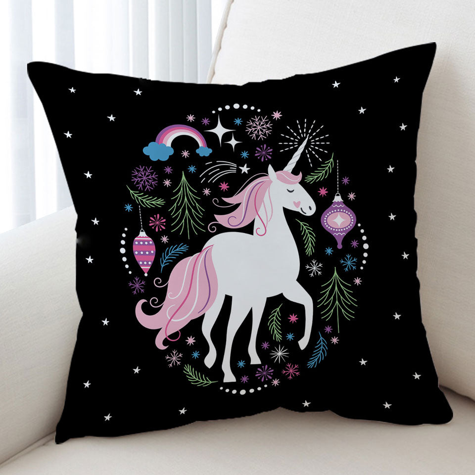 Christmas Spirit Unicorn Throw Pillow Cover