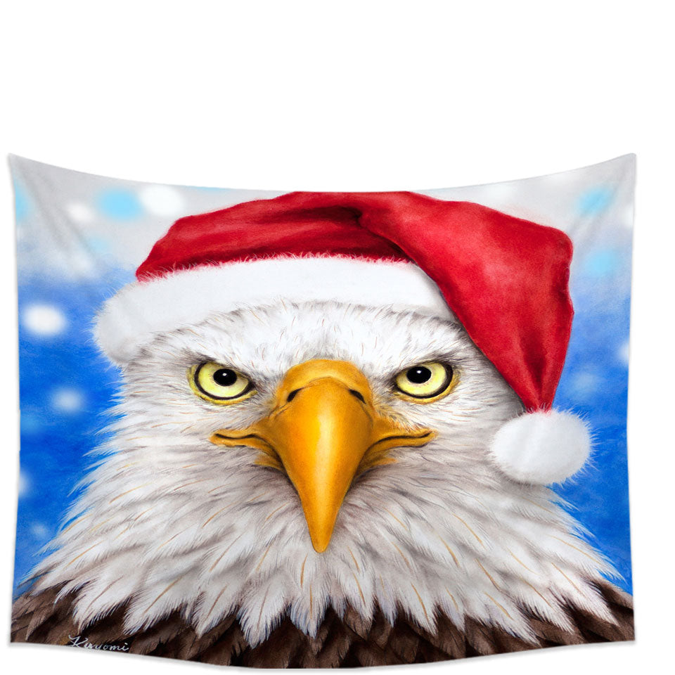 Christmas Wall Decor Cool Funny Wild Animal Art Eagle Santa Tapestry