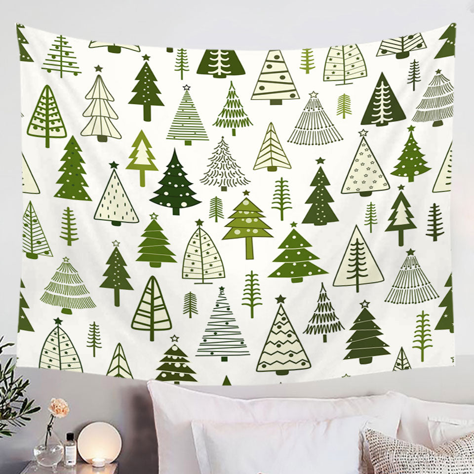 Christmas Wall Decor Tapestry Simple Drawing Christmas Trees