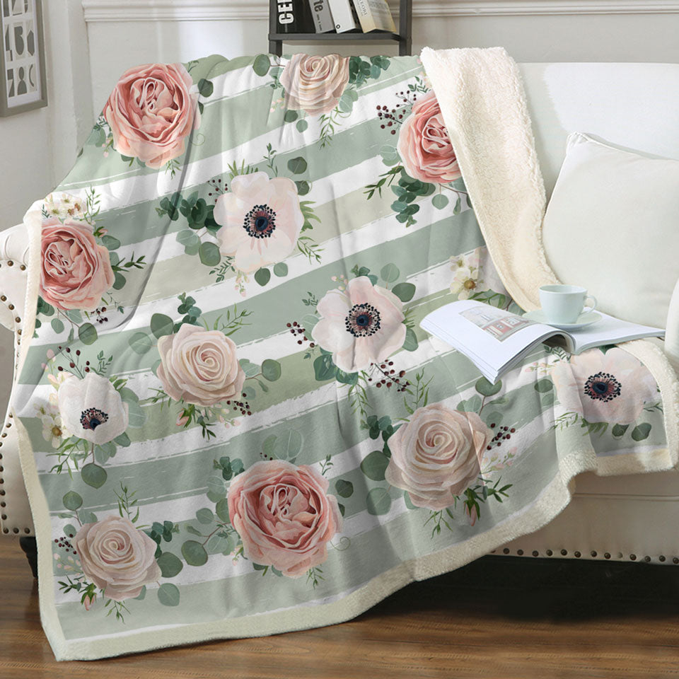 Classic Floral Throws With Stripes
