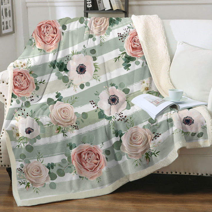 Classic Floral Throws With Stripes