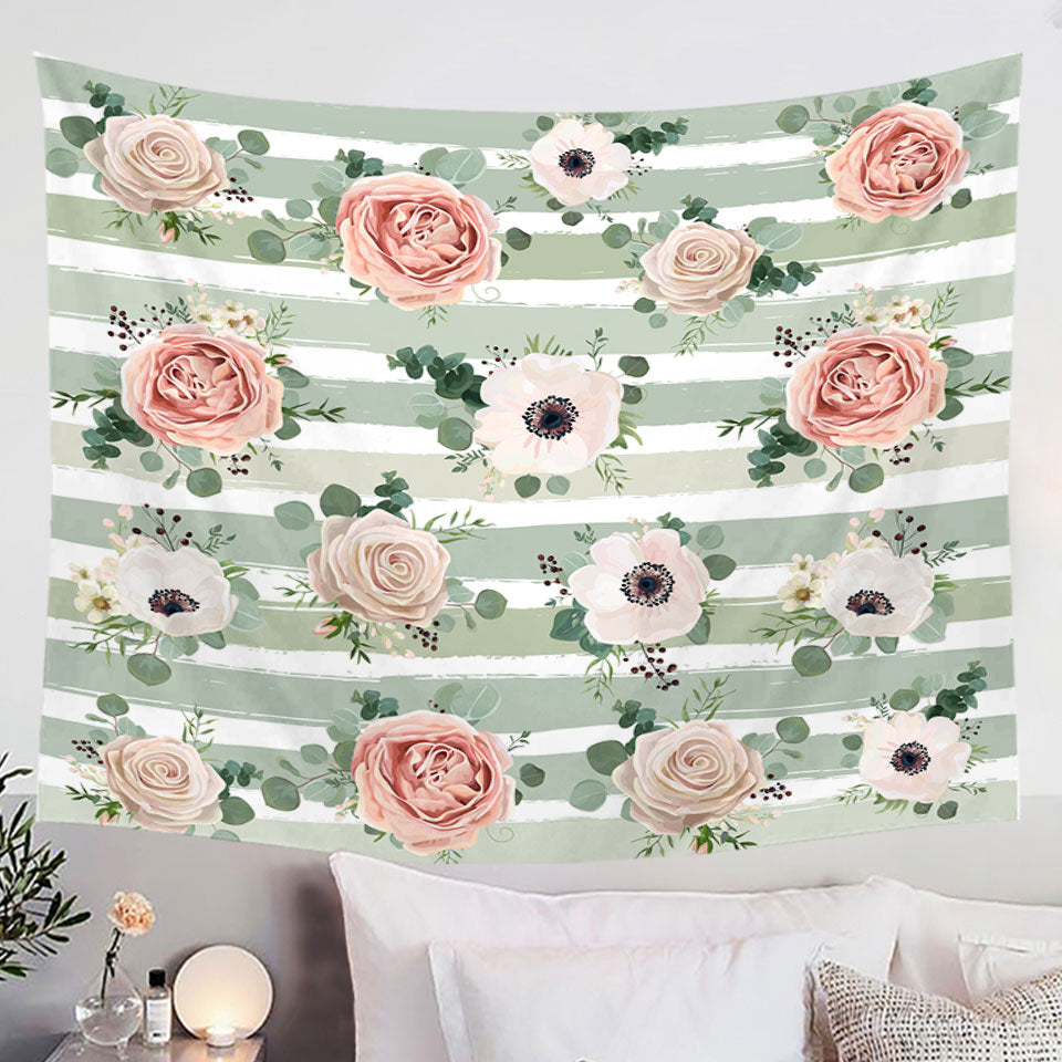 Classic Floral Wall Decor With Stripes