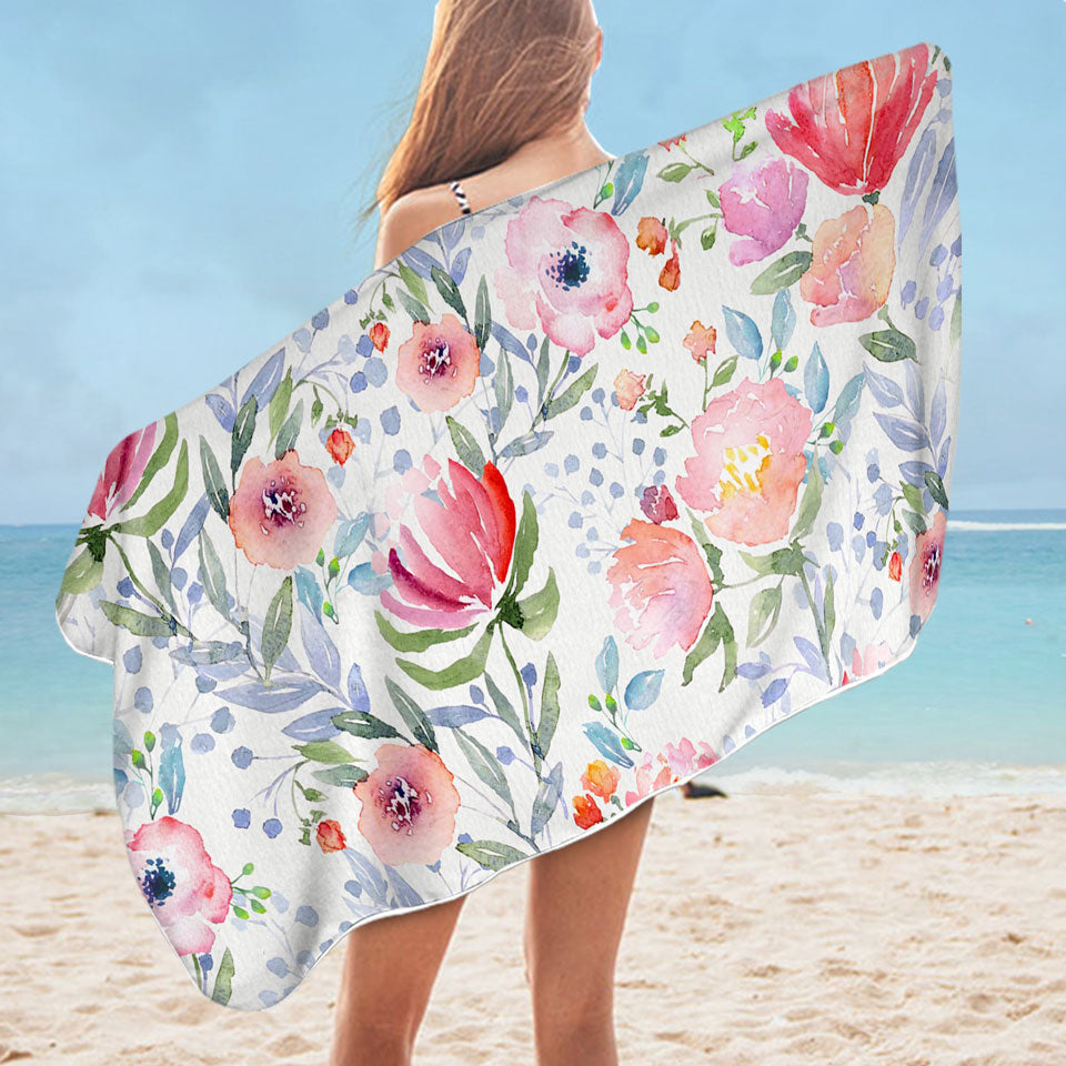 Classic Red Flowers Best Beach Towels