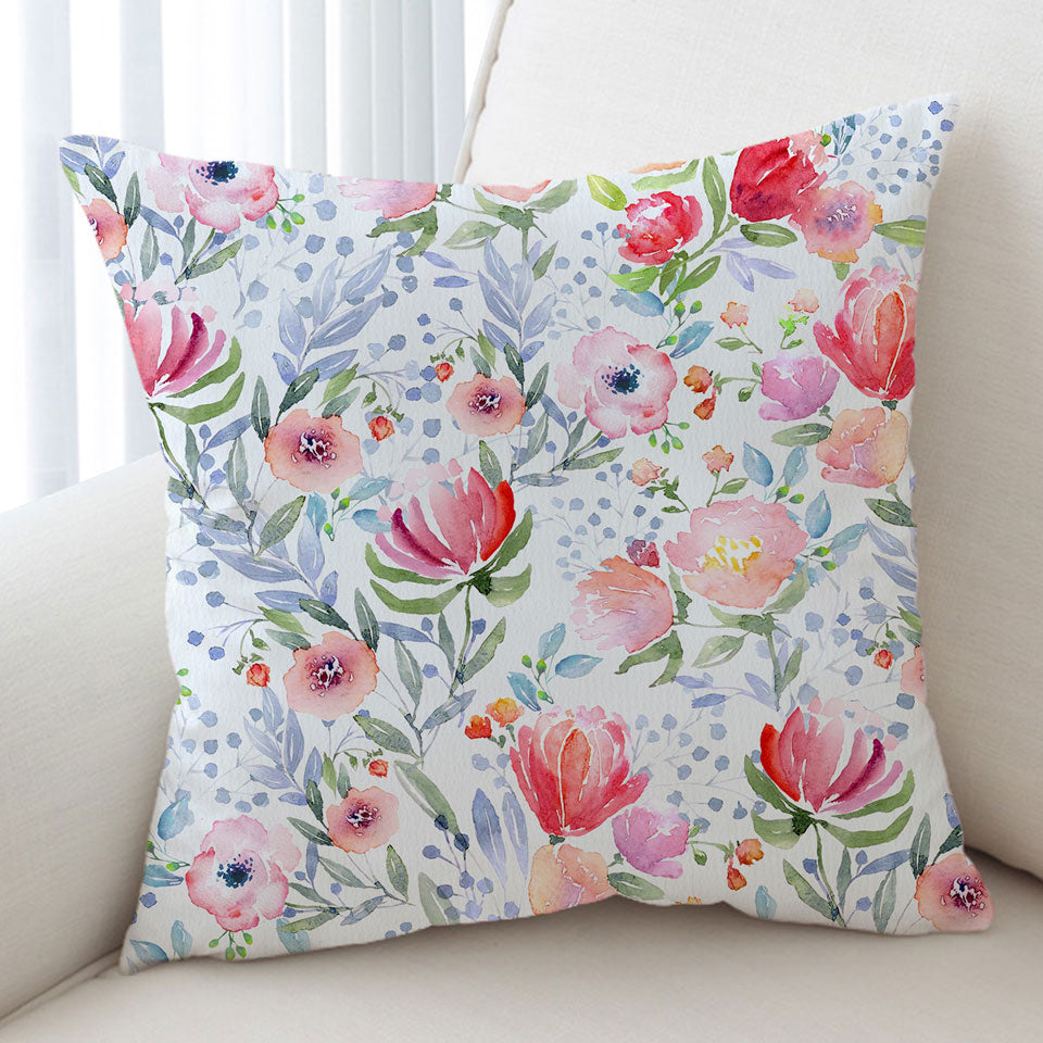 Classic Red Flowers Cushion